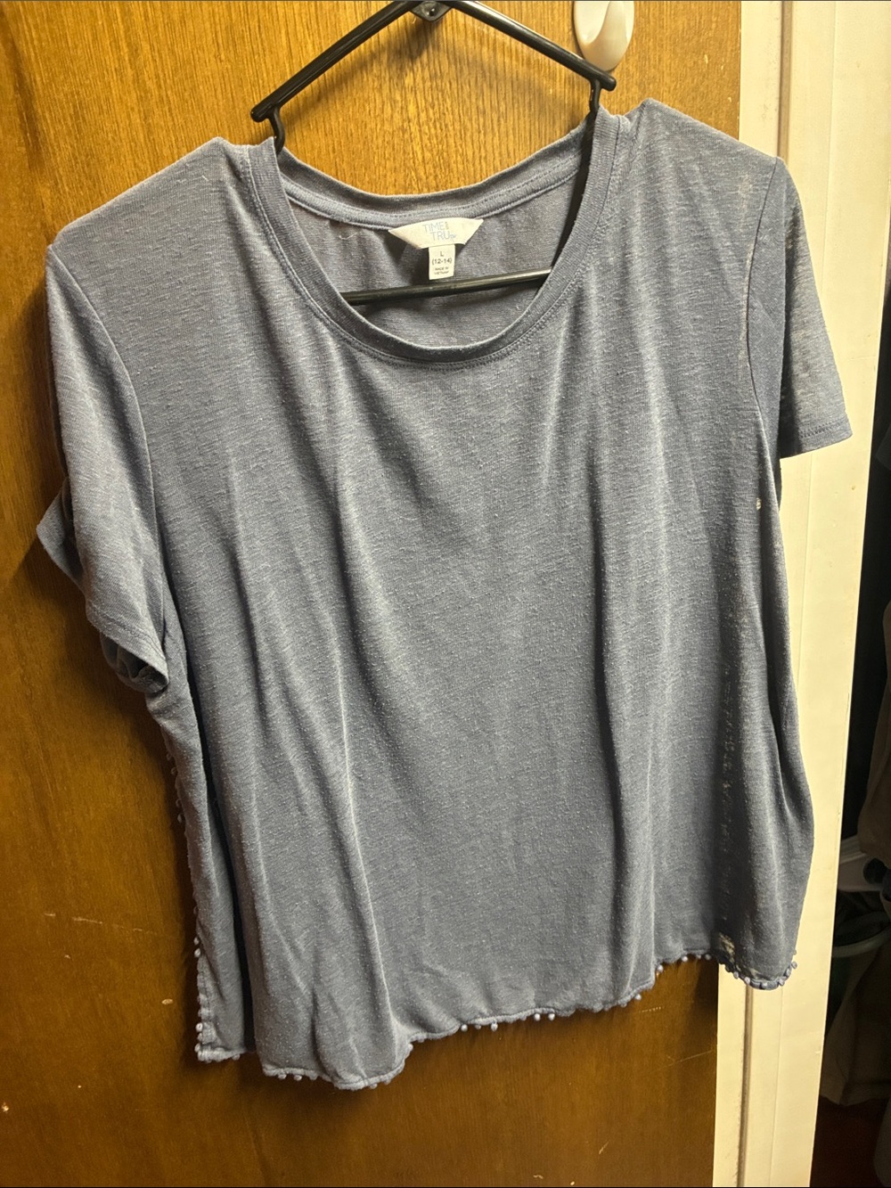 Time and Tru Heathered Slate Short Sleeve Crewneck Tee